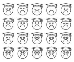 moody and angry student emoticons vector