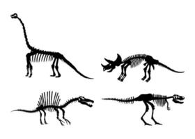 vector de plantilla de diseño de icono de ilustración de arte de línea de esqueleto de dinosaurio