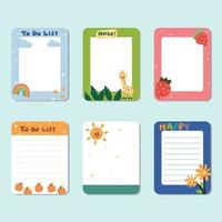collection of note paper, to do list for weekly or daily planner, school scheduler and organizer vector