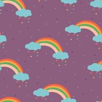 seamless pattern hand drawing cartoon rainbow and purple sky for kids wallpaper, fabric print, textile