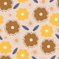 seamless pattern flower and leaves. botanical wallpaper for fabric print, textile vector