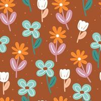 seamless pattern flower and leaves. botanical wallpaper for fabric print, textile vector