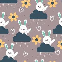 seamless pattern hand drawing cartoon bunny and flower. animal drawing for fabric print, textile, gift wrap paper
