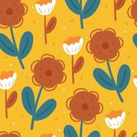 seamless pattern flower and leaves. botanical wallpaper for fabric print, textile vector