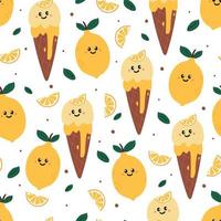 seamless pattern lemon and ice cream character. for kids wallpaper, fabric print and gift wrapping paper vector