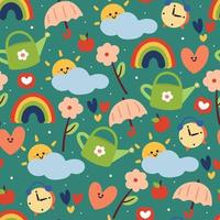 seamless pattern cartoon morning stuff and view. for kids wallpaper, fabric print, gift wrapping paper vector