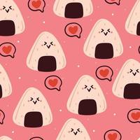 seamless pattern hand drawing rice ball character. cute food background for fabric print, textile, gift wrapping paper vector