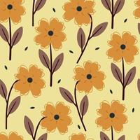 seamless pattern flower and leaves. botanical wallpaper for fabric print, textile vector