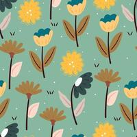 seamless pattern flower and leaves. botanical wallpaper for fabric print, textile vector