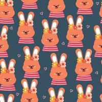 seamless pattern hand drawing cartoon bunny and cute element. for fabric print, textile vector