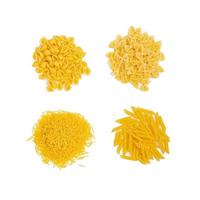 Isolated different pasta on white background. Top view photo