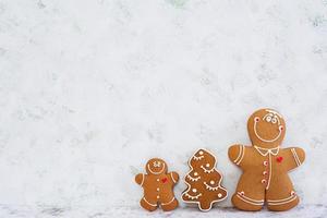 Christmas gingerbread cookies on white background