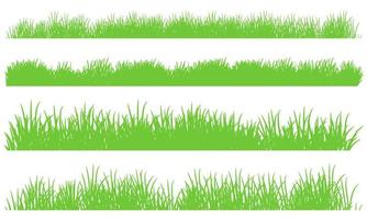 green grass border, grass edge vector set