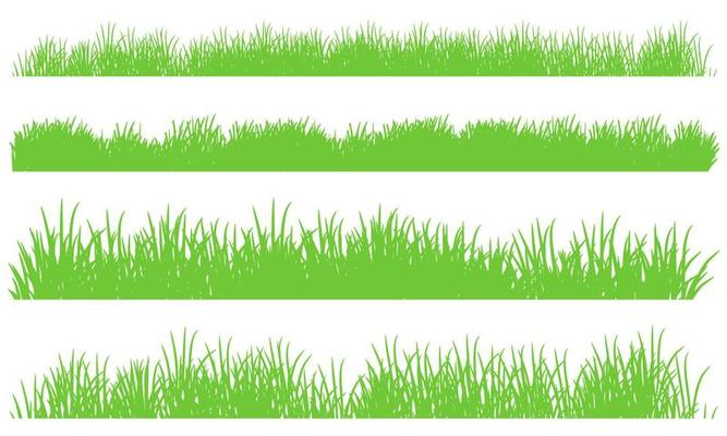 green grass border, grass edge vector set