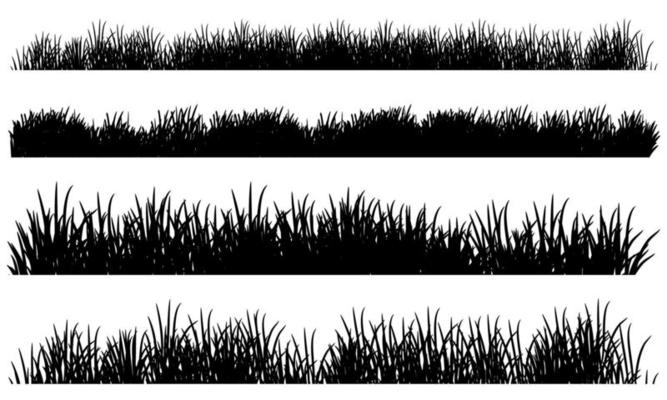 grass brush border, grass silhouette black for banner websites