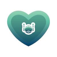 robot love gradient logo design template icon vector
