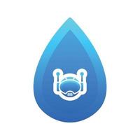 robot water gradient logo design template icon vector