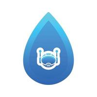 robot water gradient logo design template icon vector