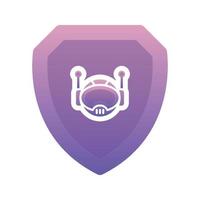 robot shield gradient logo design template icon vector