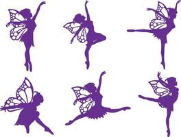 cute fairy silhouette collection vector