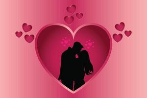 cute couple fall in love silhouette graphic vector