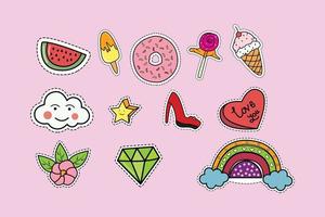 cute sticker set graphic vector