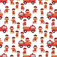 cute firefighter cartoon seamless pattern vector