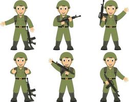 lindo gráfico de dibujos animados de soldado vector