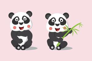 lindo gráfico de dibujos animados de animales panda vector