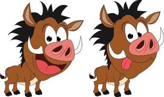 cute warthog animal cartoon graphic vector