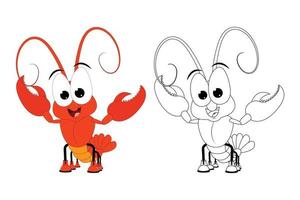 cute lobster animal cartoon graphic vector