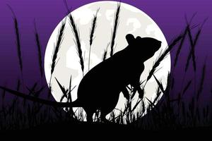 cute mouse animal silhouette graphic vector