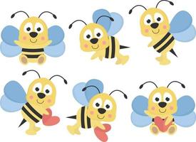 cute bee animal cartoon graphic vector