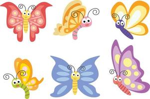 lindo gráfico de dibujos animados de animales de mariposa vector