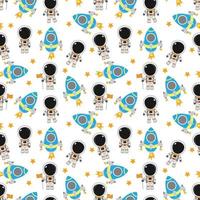 cute astronaut cartoon pattern vector