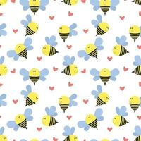 cute bee animal cartoon seamless pattern vector