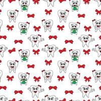 cute teeth cartoon seamless pattern vector