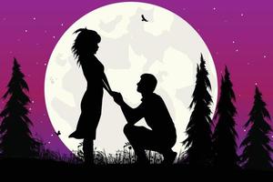 cute couple fall in love silhouette graphic vector