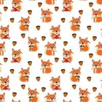 cute squirrel cartoon pattern vector
