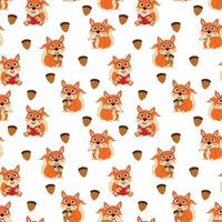 cute squirrel cartoon pattern vector