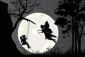 cute fairy silhouette graphic vector