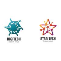 estrella con logotipo de tecnología ilustración de diseño de tecnología moderna vector