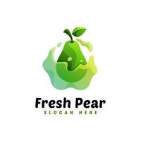 Impresionante plantilla de vector de diseño de logotipo de fruta de pera fresca