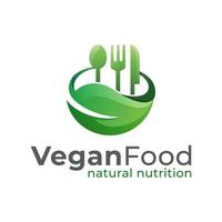 logotipo de restaurante de comida vegana, nutrición natural, comida saludable y plantilla de vector de diseño de logotipo de vida saludable