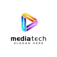 modern media tech logo design vector template