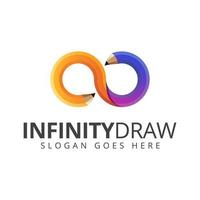 logotipo de lápiz de dibujo infinito colorido, educación, plantilla de vector de diseño de logotipo de arte