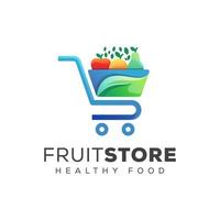logotipo de la tienda de frutas, alimentos frescos y saludables, diseño del logotipo de la tienda de frutas vector
