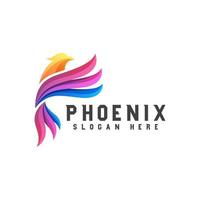 colorful phoenix or eagle logo design vector template