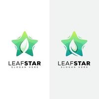 logotipo de estrella de hoja, plantilla de vector de diseño de logotipo de estrella ecológica