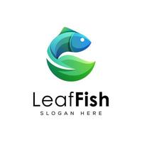 modern leaf with fish logo concept premium vector